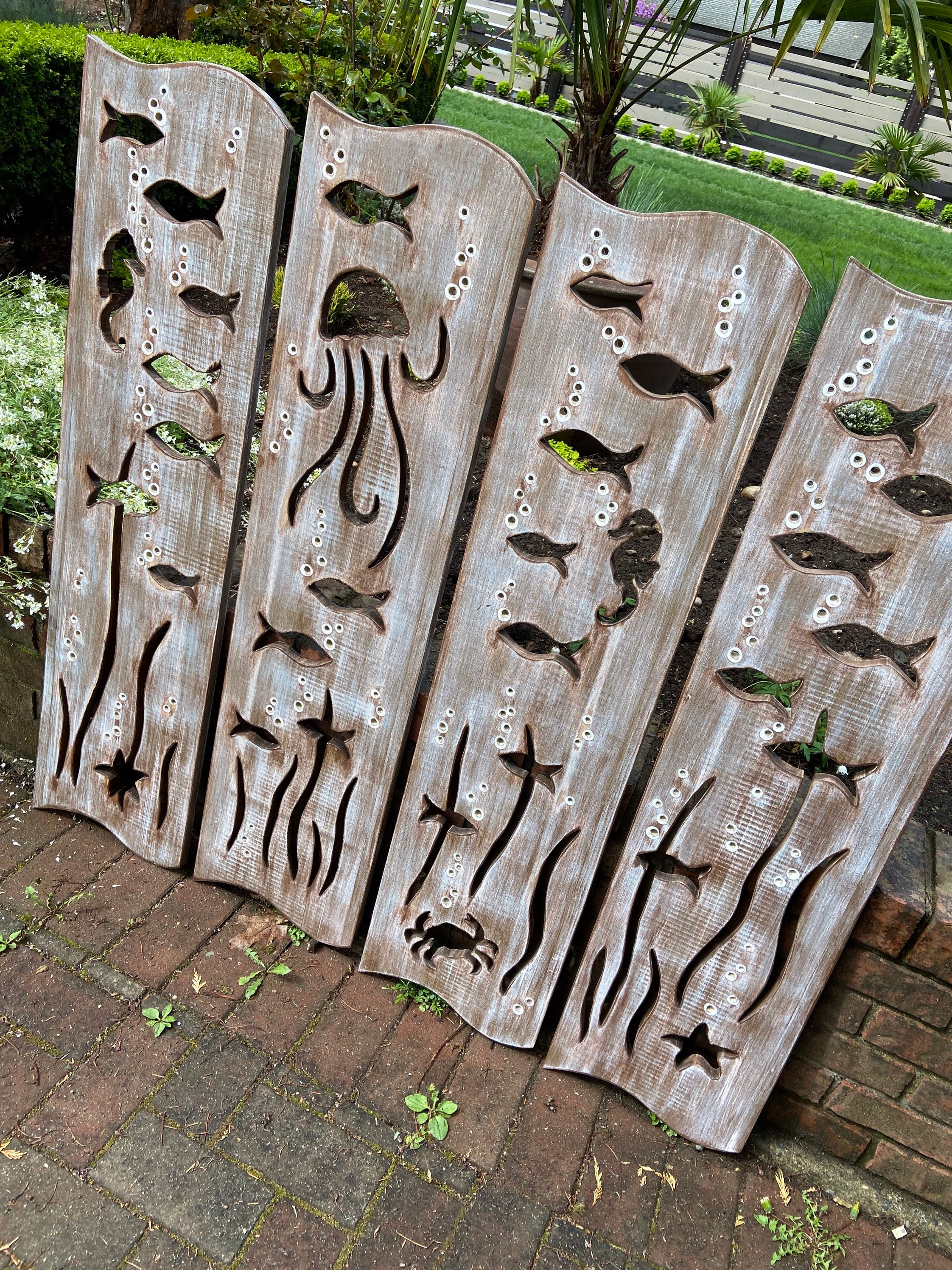 Fish Rope Panels Handmade Wood Fish Wall Art Panels: Beach House Decor - Set of 4 - Etsy