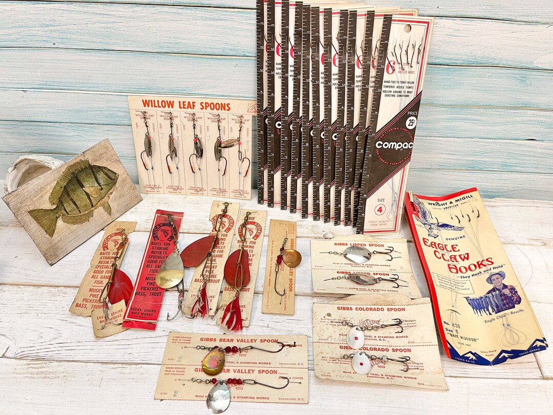 Vintage Fishing Spoons and Hooks Lucky Strike Gibbs Willow Etsy