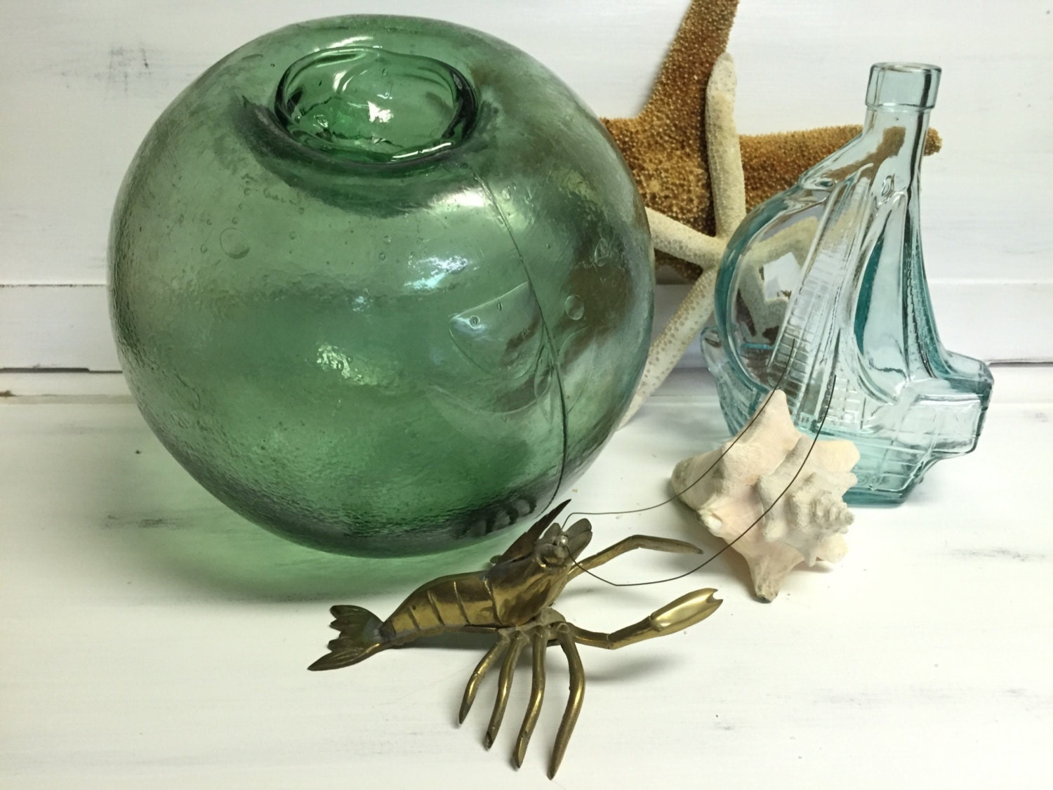 Large Glass Fishing Float Vintage Authentic Concave Textured Etsy