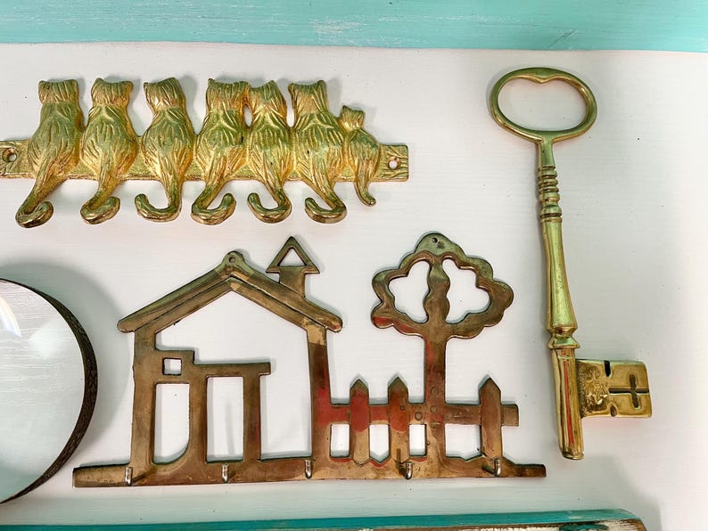 Vintage Brass Key Rack, Choose From House, Skeleton Key & Magnifying ...