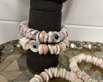 Chunky Puka Shell Bracelet: Natural Hawaiian Stretch Jewelry By CastawaysHall