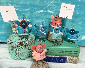 Whimsical Bug Fairy Sculpture: Wool Jumper Oddity Art - Valentine's Gift By CastawaysHall
