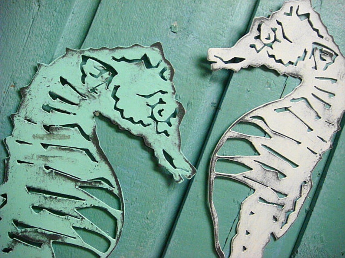Seahorse Sign Metal Wall Art Beach House Decor Etsy