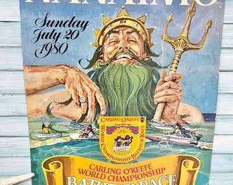 Vintage Collectible Beach House Poster, 1980 Carling O’keefe World Championship Bathtub Races Nanaimo to Vancouver, at CastawaysHall