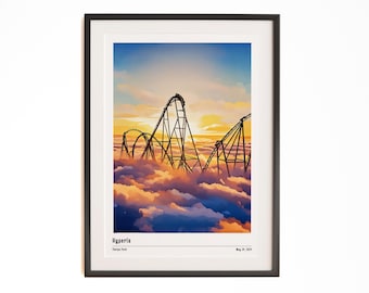 Hyperia - Thorpe Park - Pôster informativo da atração, para fãs de parques temáticos, para ele e para ela, não oficial, sem moldura.