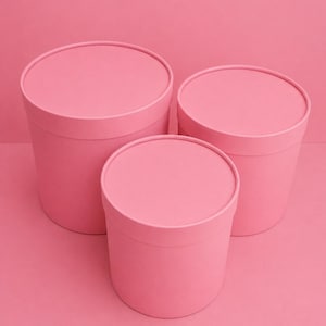 3er Set runde Geschenkschachteln: florale Hutschachteln mit Deckel