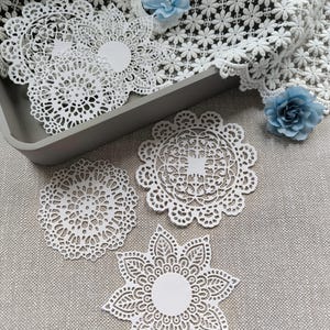 Filigraan papieren onderzetters/mandala's – uitknipsels gemaakt van 300g papier | Knutselmateriaal voor scrapbooking, kaarten, bruiloften, vintage of doe-het-zelf