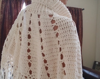 On Sale ,cozy soft poncho, crocheted made