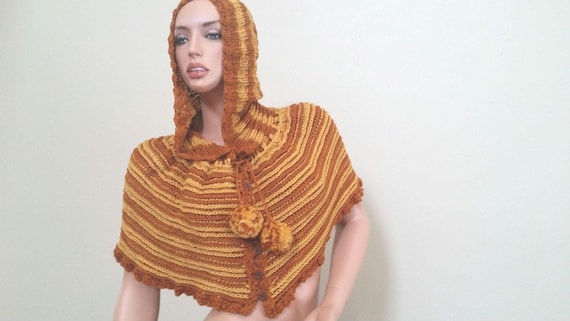 Kitted and crochet  hoddie, cape. On sale