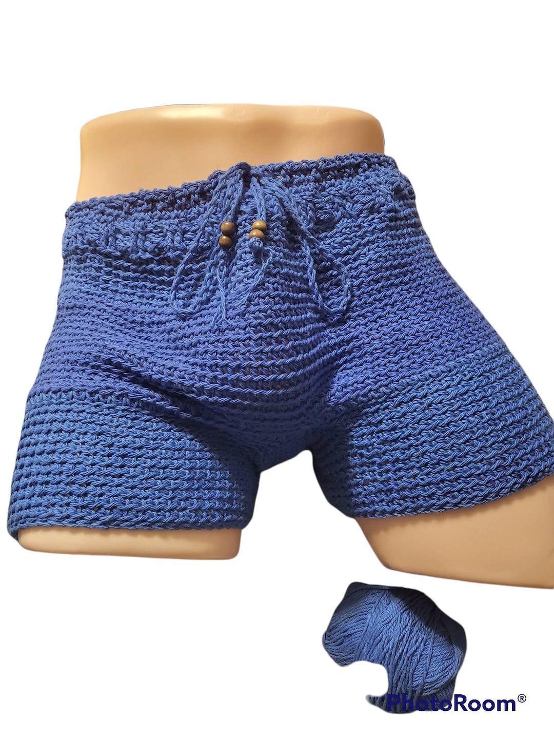Man with crochet shorts sale