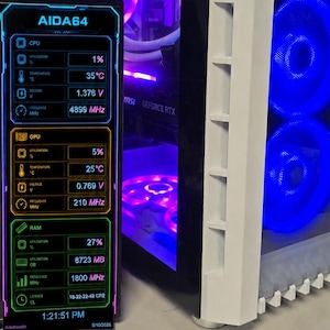 AIDA64 Sensorpanel Neon 2026 | PC-övervakningsskärm | CPU GPU-temperaturmonitor | Spelsensorpaneltema neon 2026 (modell i 3 storlekar)