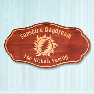 Personalized Wood Sign, Grateful Dead Inspired, Sunshine Daydream, Housewarming Gift, Custom Family Name Wall Decor, Deadhead Gift