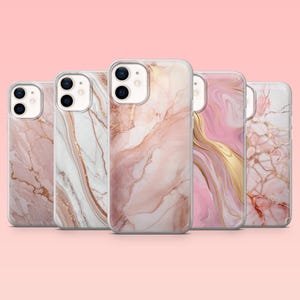 Pink Marble Phone Case Marmoreal Pearl Cover for iPhone 16 Pro, 15, 14, 13, 12, Samsung S25+, S24FE, S23, S22, A16, A55, A25, Pixel 9