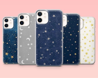 Twinkle Stars Phone Case Stars Night Cover for iPhone 16 Pro, 15, 14, 13, 12, Samsung S25+, S24FE, S23, S22, A16, A55, A2, Pixel 9