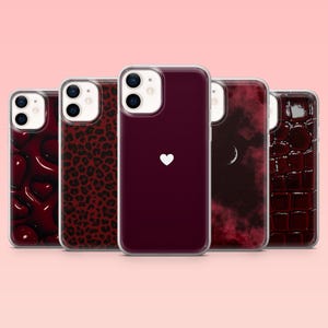 Dark Red Phone Case Burgundy Red Aesthetic Cover for iPhone 16 Pro, 15, 14, 13, 12, Samsung S25+, S24FE, S23, S22, A16, A55, A2, Pixel 9