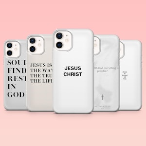 Christian Phone Case Jesus Scripture Bible Verse Cover for iPhone 16 Pro, 15, 14, 13, 12, Samsung S25+, S24FE, S23, S22, A16, A55, A2, Pixel