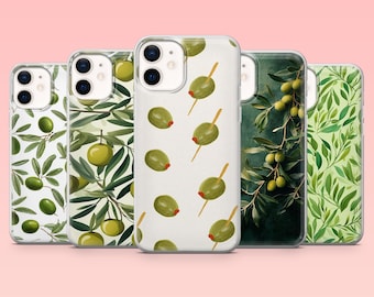 Olive Phone Case Green Olive Tree Botanical Cover for iPhone 16 Pro, 15, 14, 13, 12, Samsung S25+, S24FE, S23, S22, A16, A55, A2, Pixel 9