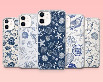Ocean Muschel Sea Shell Nautical Cover für iPhone 16 Pro, 15, 14, 13, 12, Samsung S25+, S24FE, S23, S22, A16, A55, A2, Pixel 9
