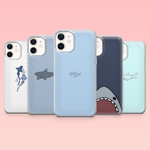 Shark Phone Case Kawaii Ocean Cover for iPhone 16 Pro, 15, 14, 13, 12, Samsung S25+, S24FE, S23, S22, A16, A55, A2, Pixel 9