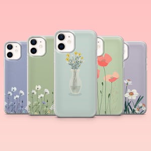 Cute Flower Phone Case Tulip Spring Flower Cover for iPhone 16 Pro, 15, 14, 13, 12, Samsung S25+, S24FE, S23, S22, A16, A55, A2, Pixel 9