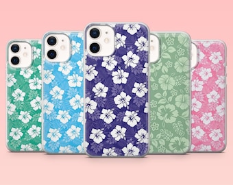 Hibiscus Phone Case Hawaiian Flower Tropical Flower Cover for iPhone 16 Pro, 15, 14, 13, 12, Samsung S25+, S24FE, S23, S22, A16, A55, A2
