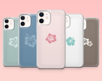 Hibiscus Flower Phone Case Hawaiian Flower Minimalist Cover for iPhone 16 Pro, 15, 14, 13, 12, Samsung S25+, S24FE, S23, S22, A16, A55, A2