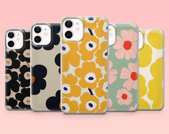 Floral Phone Case Daisy Flower Cover for iPhone 16 Pro, 15, 14, 13, 12, Samsung S25+, S24FE, S23, S22, A16, A55, A2, Pixel 9