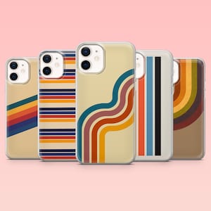 Retro Stripes Phone Case Vintage Aesthetic Cover for iPhone 16 Pro, 15, 14, 13, 12, Samsung S25+, S24FE, S23, S22, A16, A55, A2, Pixel 9