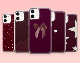 Burgundy Phone Case Dark Red Cover for iPhone 16 Pro, 15, 14, 13, 12, Samsung S25+, S24FE, S23, S22, A16, A55, A2