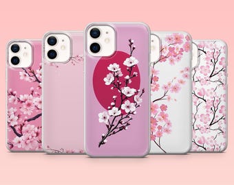 Cherry Blossom Phone Case Pink Japan Flower Cover for iPhone 16 Pro, 15, 14, 13, 12, Samsung S25+, S24FE, S23, S22, A16, A55, A2, Pixel 9