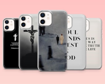 Capa de celular cristã com escrituras bíblicas para iPhone 16 Pro, 15, 14, 13, 12, Samsung S25+, S24FE, S23, S22, A16, A55, A2, Pixel 9