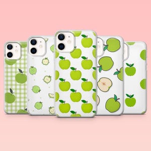 Green Apple Phone Case Organic fruit Aesthetic Cover for iPhone 16 Pro, 15, 14, 13, 12, Samsung S25+, S24FE, S23, S22, A16, A55, A2, Pixel 9