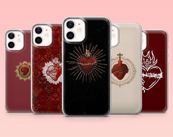 Sacred Heart Phone Case Catholic Christian Cover for iPhone 16 Pro, 15, 14, 13, 12, Samsung S25+, S24FE, S23, S22, A16, A55, A2, Pixel 9