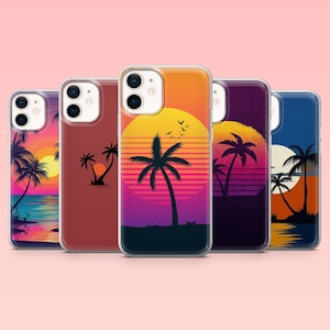 Palm Tree Phone Case Beachy Tropical Palms Cover for iPhone 16 Pro, 15, 14, 13, 12, Samsung S25+, S24FE, S23, S22, A16, A55, A2, Pixel 9