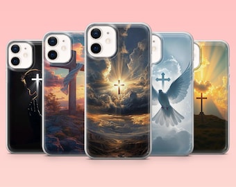 Cross Phone Case Christian Jesus Christ Cover for iPhone 16 Pro, 15, 14, 13, 12, Samsung S25+, S24FE, S23, S22, A16, A55, A2, Pixel 9