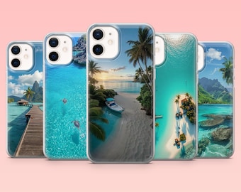 Caribbean Beach Phone Case Tropical Island Exotic Cover for iPhone 16 Pro, 15, 14, 13, 12, Samsung S25+, S24FE, S23, S22, A16, A55, A25