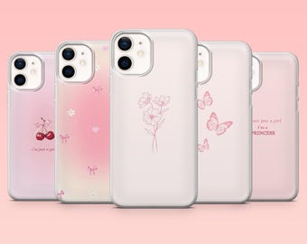 Soft Girl Phone Case Clean Aesthetic Simple Pink Cover for iPhone 16 Pro, 15, 14, 13, 12, Samsung S25+, S24FE, S23, S22, A16, A55, A2, Pixel