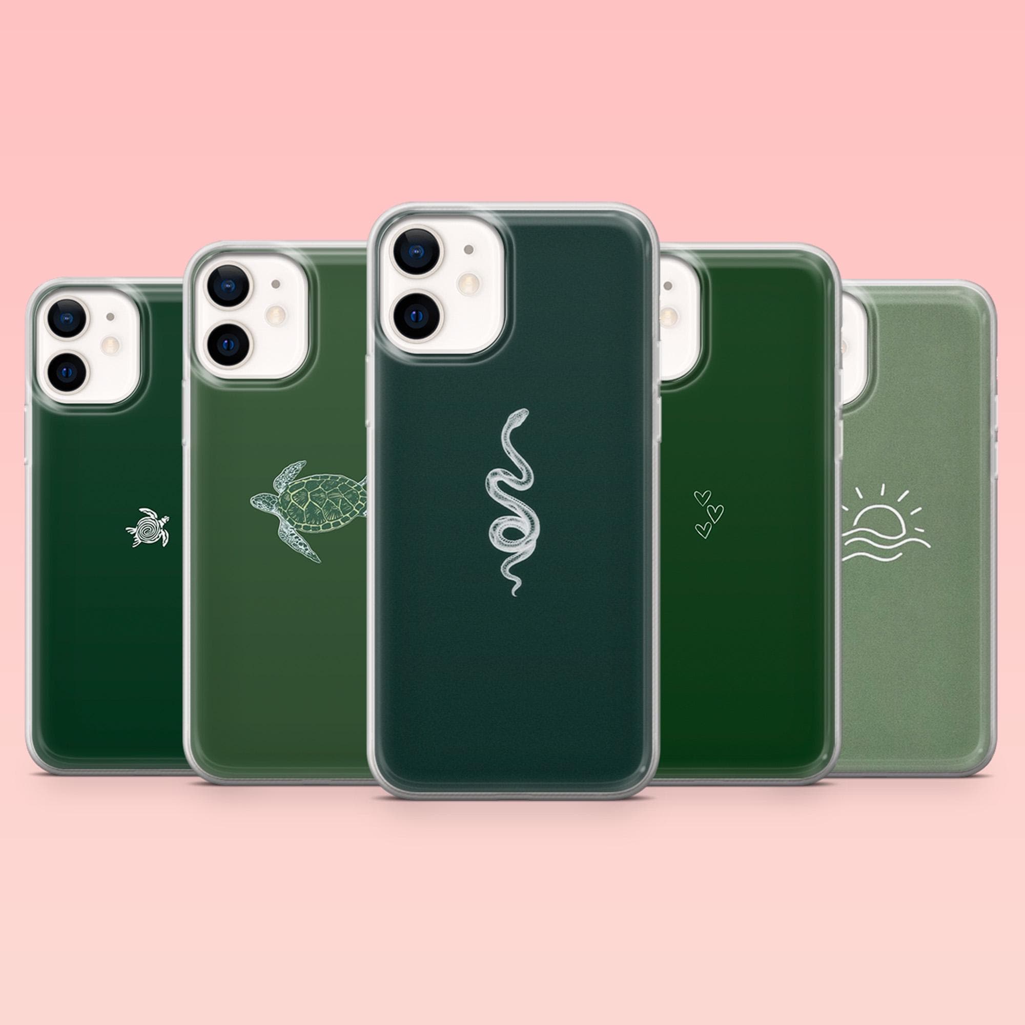 シンプルな携帯ケース グリーン アニマルカバー iPhone 16 Pro、15、14