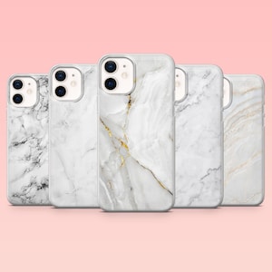 White Marble Phone Case Marmoreal Stone Cover for iPhone 16 Pro, 15, 14, 13, 12, Samsung S25+, S24FE, S23, S22, A16, A55, A25, Pixel 9