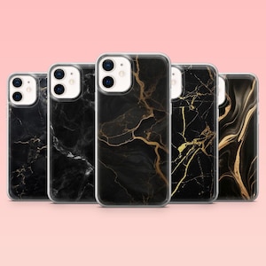 Black Marble Phone Case Marmoreal Pearl Cover for iPhone 16 Pro, 15, 14, 13, 12, Samsung S25+, S24FE, S23, S22, A16, A55, A25, Pixel 9