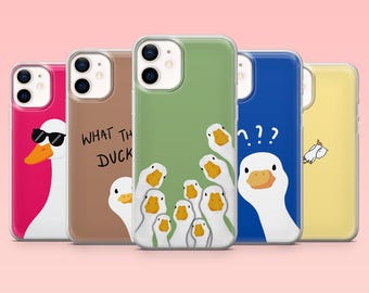Duck Phone Case Funny Animal Cover for iPhone 16 Pro, 15, 14, 13, 12, Samsung S25+, S24FE, S23, S22, A16, A55, A2, Pixel 9