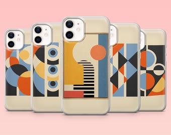 Bauhaus Phone Case Modern Geometric Cover for iPhone 16 Pro, 15, 14, 13, 12, Samsung S25+, S24FE, S23, S22, A16, A55, A2, Pixel 9