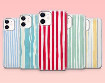 Capa de celular listrada Resort Stripes Lines para iPhone 16 Pro, 15, 14, 13, 12, Samsung S25+, S24FE, S23, S22, A16, A55, A2, Pixel 9