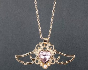 Sailor Moon Angel Inspired Magical Anime Girl Necklace Wings Heart Jewelry