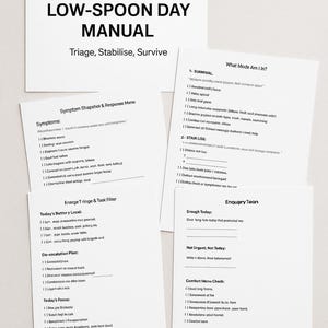 Low Spoon Day Manual – Printable Chronic Illness Toolkit for Energy Crashes, Fatigue, and Flare Days