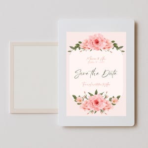 Pink Floral Save the Date – Editable Wedding Invitation Canva Template | Romantic Digital Download | Printable File