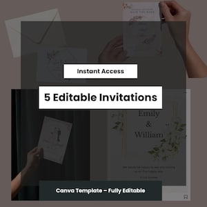 Conjunto de 5 Save the Date Editáveis – Download Imediato via Canva | Arquivo Digital Imprimível