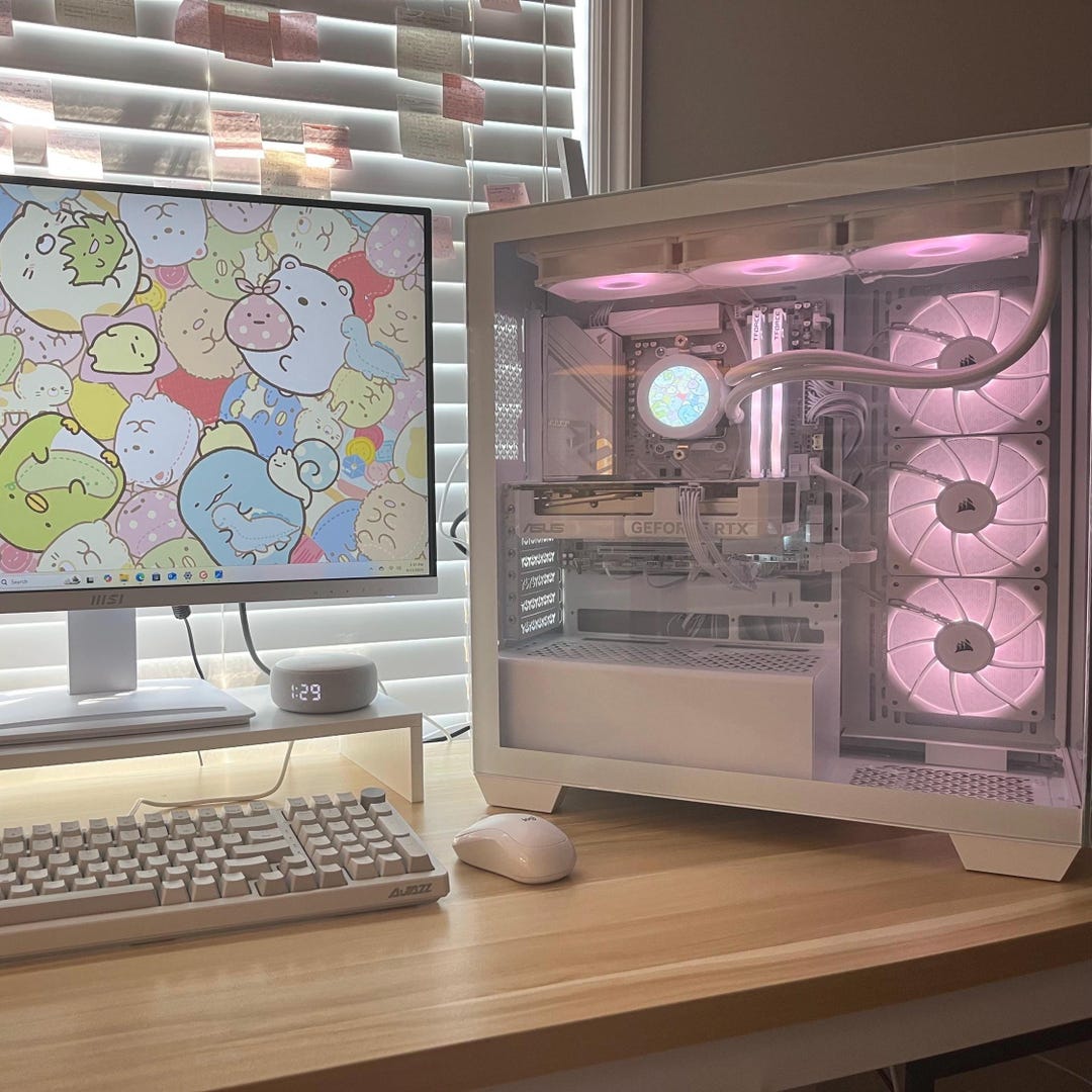 ✦✦Win10✦✦オフィス✰大人気✰ホワイトLaVie✰画像編集✰格安PC♢♢ The Icebear | All White Midrange Gaming PC | RX 9060XT | Liquid
