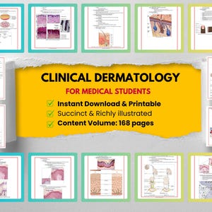 Klinische Dermatologie Notizen PDF | 168 Seiten | Hautanatomie, Pathologie, Infektionen & Erkrankungen | Illustrierter Studienführer für Medizinstudierende
