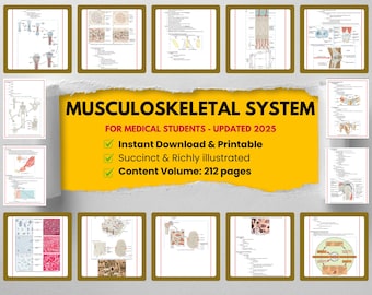 Musculoskeletal System Notes PDF | 212 Pages  | Anatomy, Physiology, Pathology & Biomechanics | Med Student, USMLE, Nursing Study Guide